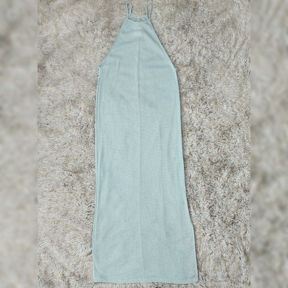 Free People Intimately‎ After Party Maxi Slip Dress Sheer Mesh Moss Green Large